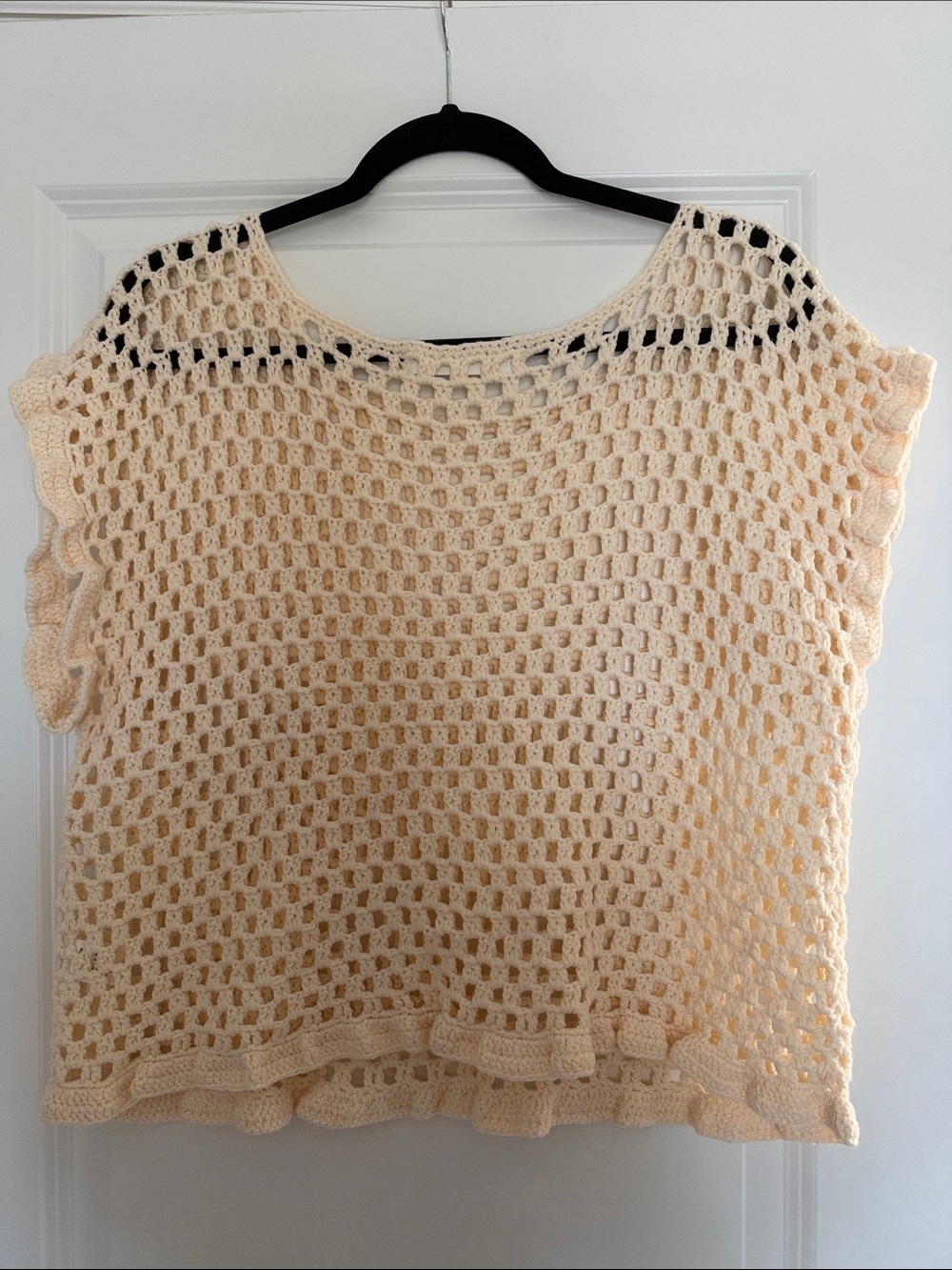 Altar’d State Cream Crochet Short Sleeve Top - Picture 3 of 3